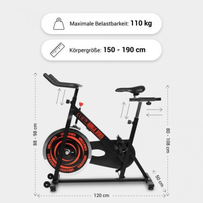 Gorilla Sports Stacionárny bicykel 120 x 50 x 108 cm, čierny