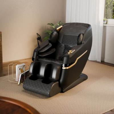 Relaxačné masážne kreslo s vyhrievaním a Bluetooth, čierne