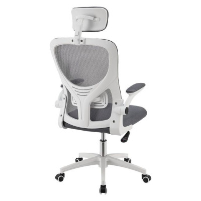 Ergonomická kancelárska stolička, sivá/biela, sieťovina