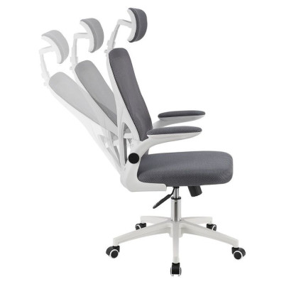 Ergonomická kancelárska stolička, sivá/biela, sieťovina