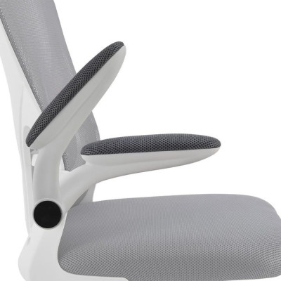 Ergonomická kancelárska stolička, sivá/biela, sieťovina