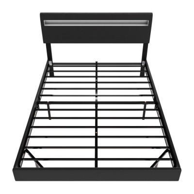 Plávajúca posteľ 140x200 cm, čierná s LED čelom