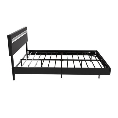 Plávajúca posteľ 140x200 cm, čierná s LED čelom