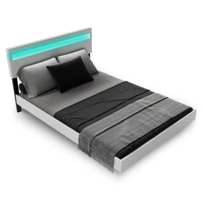 Plávajúca posteľ 140x200 cm, biela s LED čelom