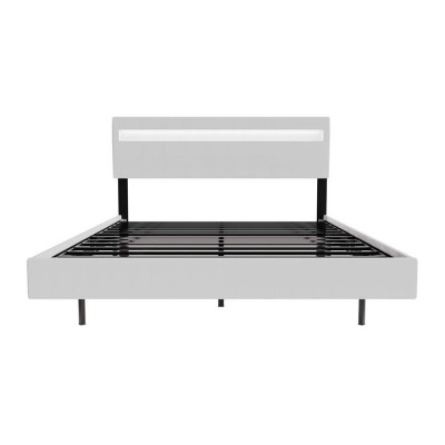 Plávajúca posteľ 140x200 cm, biela s LED čelom