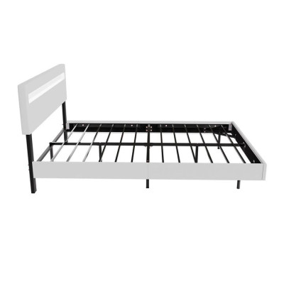 Plávajúca posteľ 140x200 cm, biela s LED čelom