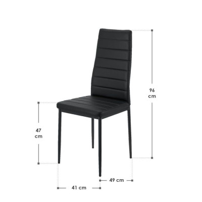 Sada jedálenských stoličiek z umelej kože, čierna, 4 kusy