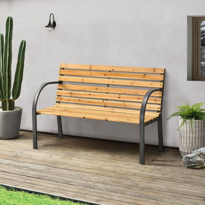 Záhradná lavička 120 cm, drevo/oceľ, 2-miestna