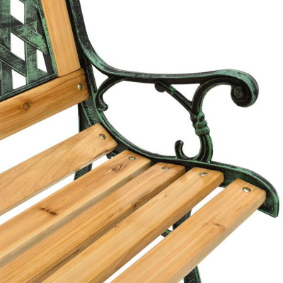 Záhradná lavička 122 cm, drevo/liatina, 2-miestna