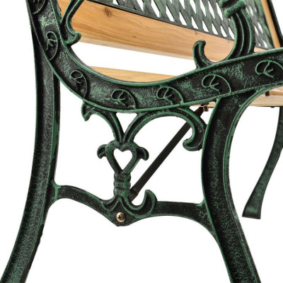 Záhradná lavička 122 cm, drevo/liatina, 2-miestna