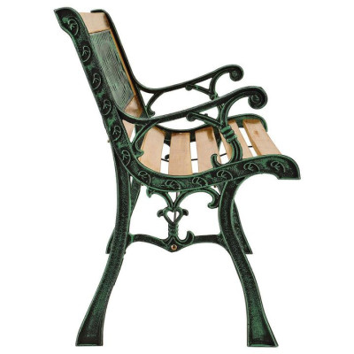 Záhradná lavička 122 cm, drevo/liatina, 2-miestna