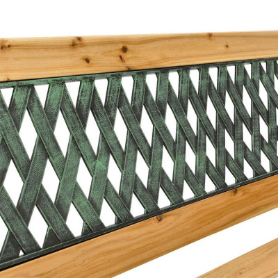 Záhradná lavička 122 cm, drevo/liatina, 2-miestna