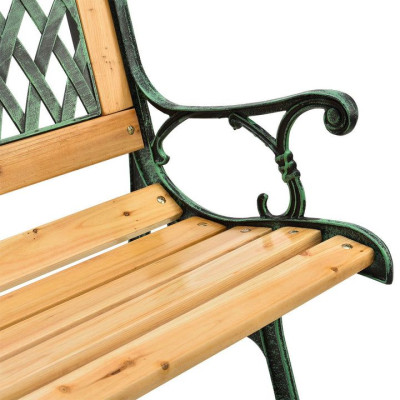 Záhradná lavička 122 cm, drevo a liatina