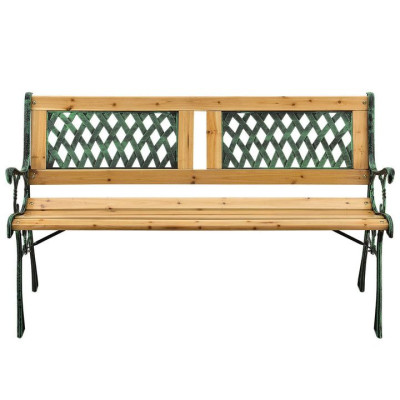 Záhradná lavička 122 cm, drevo a liatina