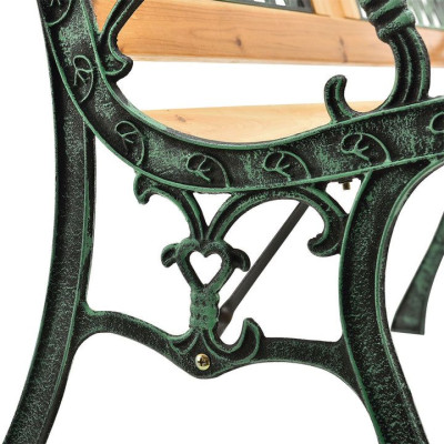 Záhradná lavička 122 cm, drevo a liatina