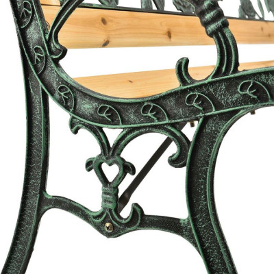 Záhradná lavička 122 cm, motív ruží, drevo/liatina