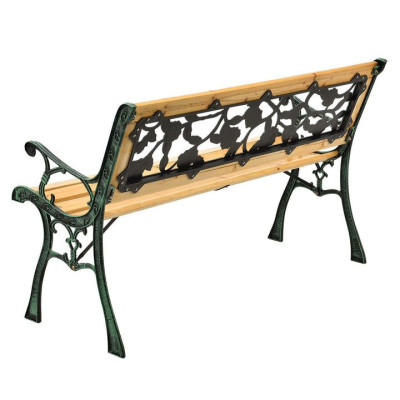 Záhradná lavička 122 cm, motív ruží, drevo/liatina