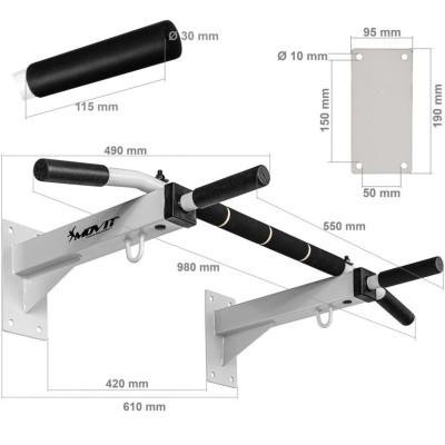 MOVIT Nástenná hrazda polstrovaná, biela
