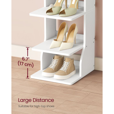 Biely úzky botník s háčikmi, 9 políc, 26,5 x 30 x 147 cm