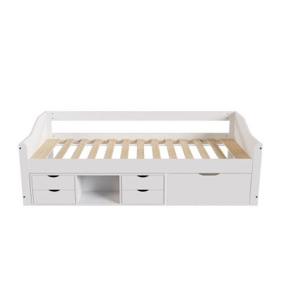 Detská posteľ s úložným priestorom 90x200 cm,s roštom, biela