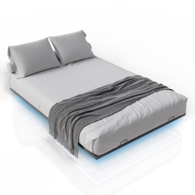 Dizajnová posteľ 140 x 200 čierna s LED podsvietením