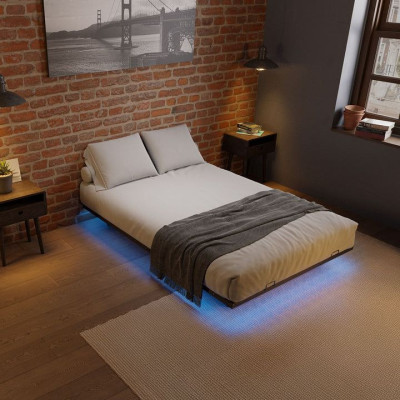 Dizajnová posteľ 140 x 200 čierna s LED podsvietením