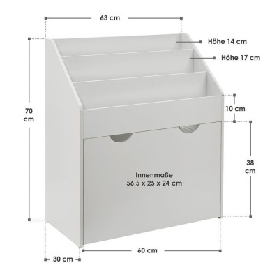 Detský regál na knihy a hračky so zvieratkami, biely, 70 cm