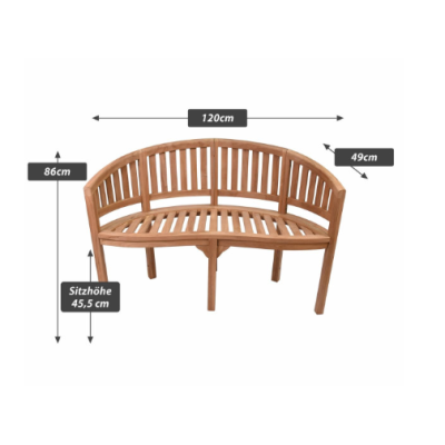 Záhradná lavica z teakového dreva, 2-miestna, 120 cm