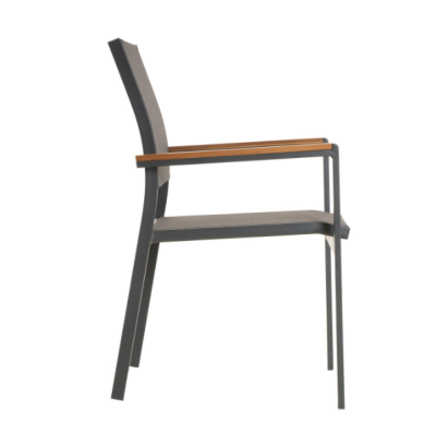 Záhradná stohovateľná kovová stolička, antracitová, sada 4ks