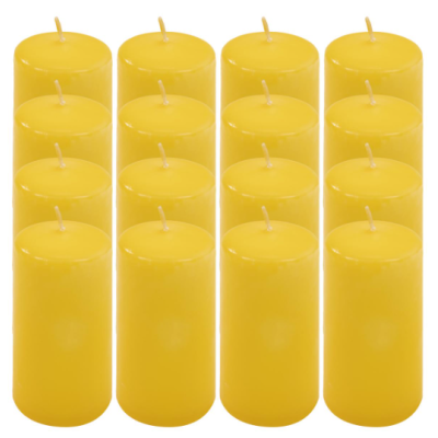 Žltá parafínová sviečka 10 cm, 20 hodín, 16 kusov