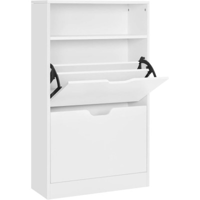 Biela skriňa na topánky s otočnými dvierkami a policou 60x24