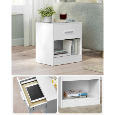 Biele minimalistické nočné stolíky so zásuvkou, 2 ks