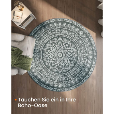Okrúhly koberec Boho, antracitový, protišmykový, 160 cm