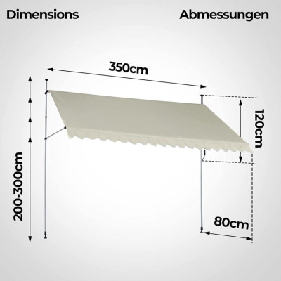 JAGO Upínacia markíza 350 x 80 cm, béžová