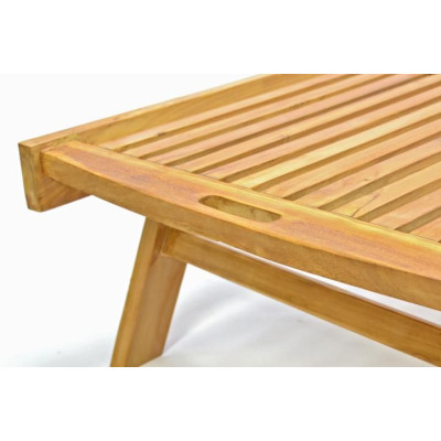 DIVERO záhradné ležadlo z teakového dreva s kolieskami