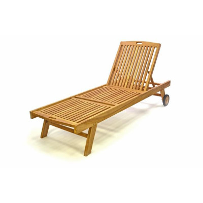 DIVERO záhradné ležadlo z teakového dreva s kolieskami