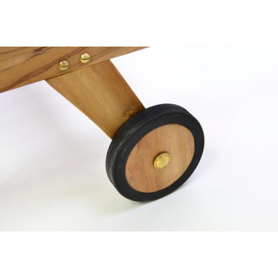 DIVERO záhradné ležadlo z teakového dreva s kolieskami