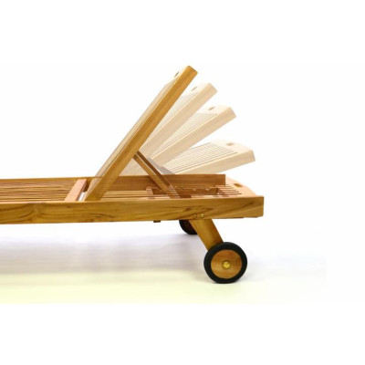 DIVERO záhradné ležadlo z teakového dreva s kolieskami