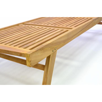 DIVERO záhradné ležadlo z teakového dreva s kolieskami