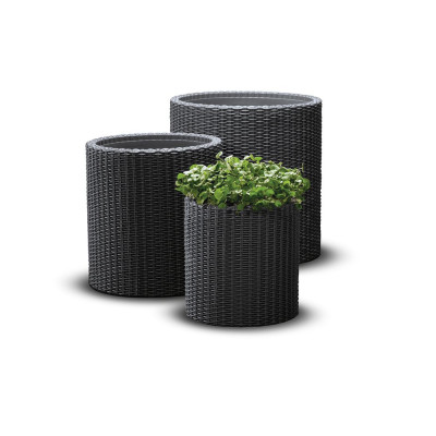 Kvetináč CYLINDER 3 v 1 - antracit