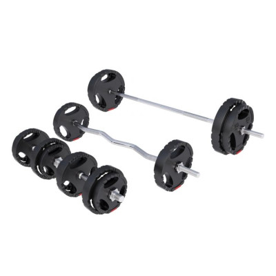 Gorilla Sports Sada posilňovacej lavice + nakladací set, čierna