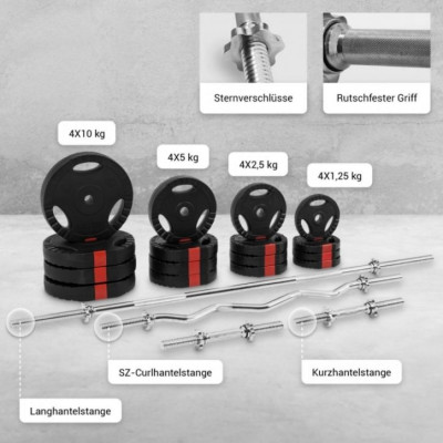 Gorilla Sports Sada posilňovacej lavice + nakladací set, čierna