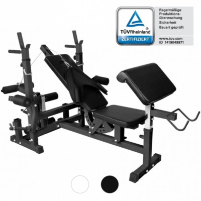 Gorilla Sports Sada posilňovacej lavice + nakladací set, čierna