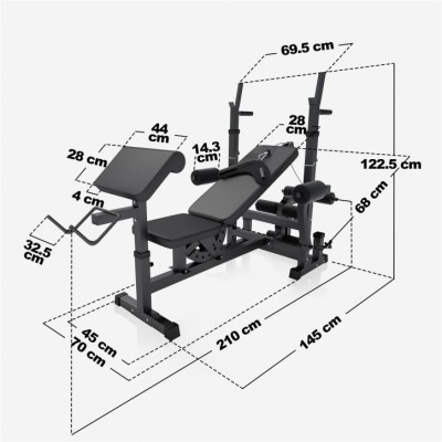 Gorilla Sports Sada posilňovacej lavice + nakladací set, čierna