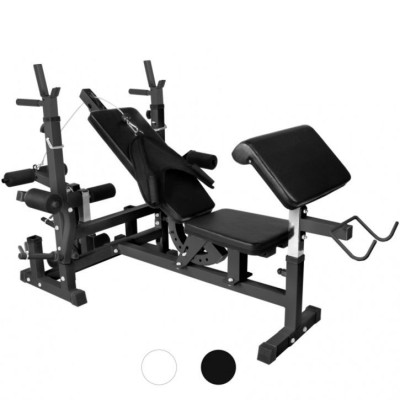 Gorilla Sports Sada posilňovacej lavice + nakladací set, čierna