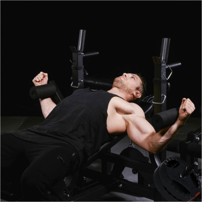 Gorilla Sports Sada posilňovacej lavice + nakladací set, čierna
