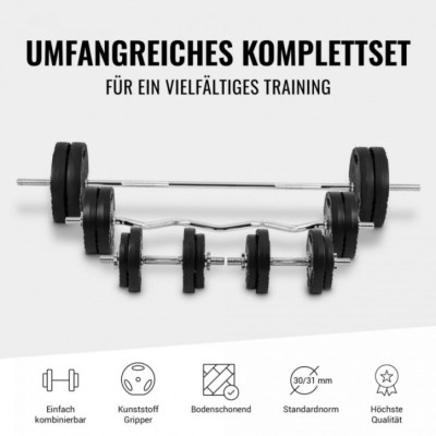 Gorilla Sports Sada posilňovacej lavice + nakladací set, biela