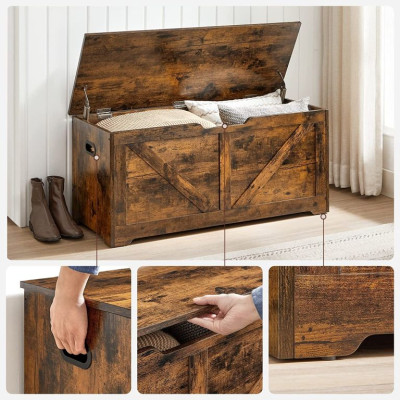 Úložná lavica VASAGLE 100×40×46 cm, rustikálna hnedá