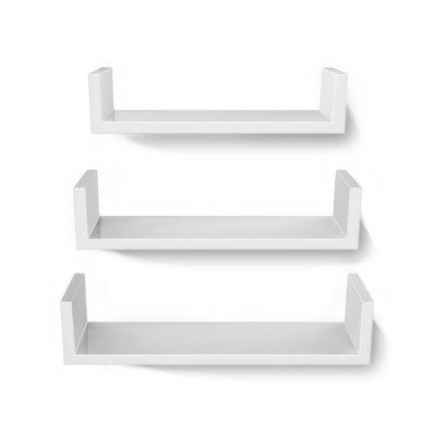 Sada 3 bielych nástenných políc SONGMICS, vysoký lesk