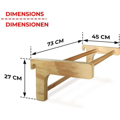 Physionics Posilňovacia drevená hrazda, 73x45x27 cm
